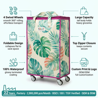 Sac de courses à roulettes en PP laminé imperméable avec 4 roues pivotantes et fermeture éclair pour supermarché