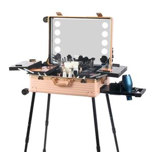 Estuche de Maquillaje Obox de 24 Pulgadas con Asa Telescópica, Marco Metálico de Color Sólido, Caja Cosmética con Cierre para Almacenamiento en el Hogar - Product Image 4