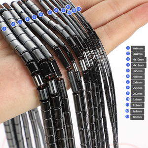 Cuentas de hematita de tubo redondo para fabricación de joyas, cuentas naturales de hematita negra de 4mm, 6mm, 8mm y 10mm, venta al por mayor - Product Image 2