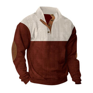 Sweat-shirt décontracté homme automne-hiver, col montant en velours côtelé, color-block, respirant, grande taille, pour le commerce transfrontalier - Product Image 1