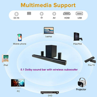 Nouveau système de cinéma maison 5.1 son Surround 125W Db barre de son avec caisson de basses Hdmi optique DSP Aux Usb pour haut-parleur de barre de son Tv