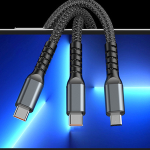 Cable de Carga con Pantalla LED OEM de 1.2M, 3 en 1, 100W, Cable Tipo <span class=keywords><strong>C</strong></span> a Micro USB para iPhone, Luz Nocturna, Cable Micro USB Trenzado de Carga Rápida - Product Image 4