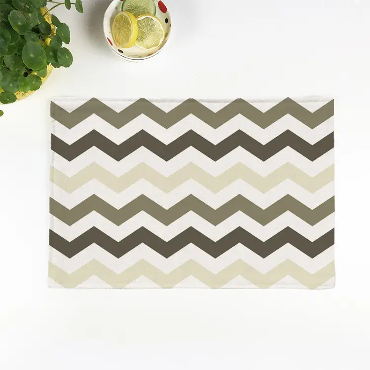 Striped Place Mats Retro Geometric Wavy Stripes Zigzag Chevron Grey Waves Table Placemats