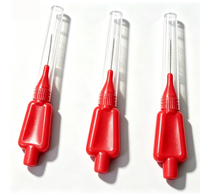 Brosses interdentaires intelligentes rouges réutilisables avec manche en plastique pour l'élimination de la plaque dentaire, sûres pour les appareils dentaires, 5 unités par sachet, usine GMP avec 25 ans d'expérience