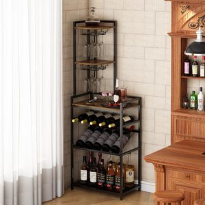 Porte-bouteilles de vin sur pied à 6 niveaux, support à verres pour bar, couleur et logo personnalisables, style Art Déco - Product Image 6
