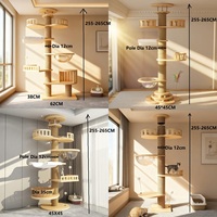 Tour pour chat écologique du sol au plafond en bois et sisal, griffoir et plateforme de saut, grand mobilier