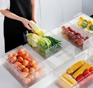 Seçim eğlenceli şeffaf plastik mutfak saklama kutusu istiflenebilir buzdolabı organizatör buzdolabı çekmece organizatör