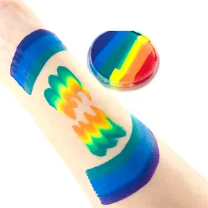 Rainbow Flag Face Paint Painting Gay lesbiche Pride Festival 6 colori Water Activated professione Rainbow Pride Split Cake Facepaint