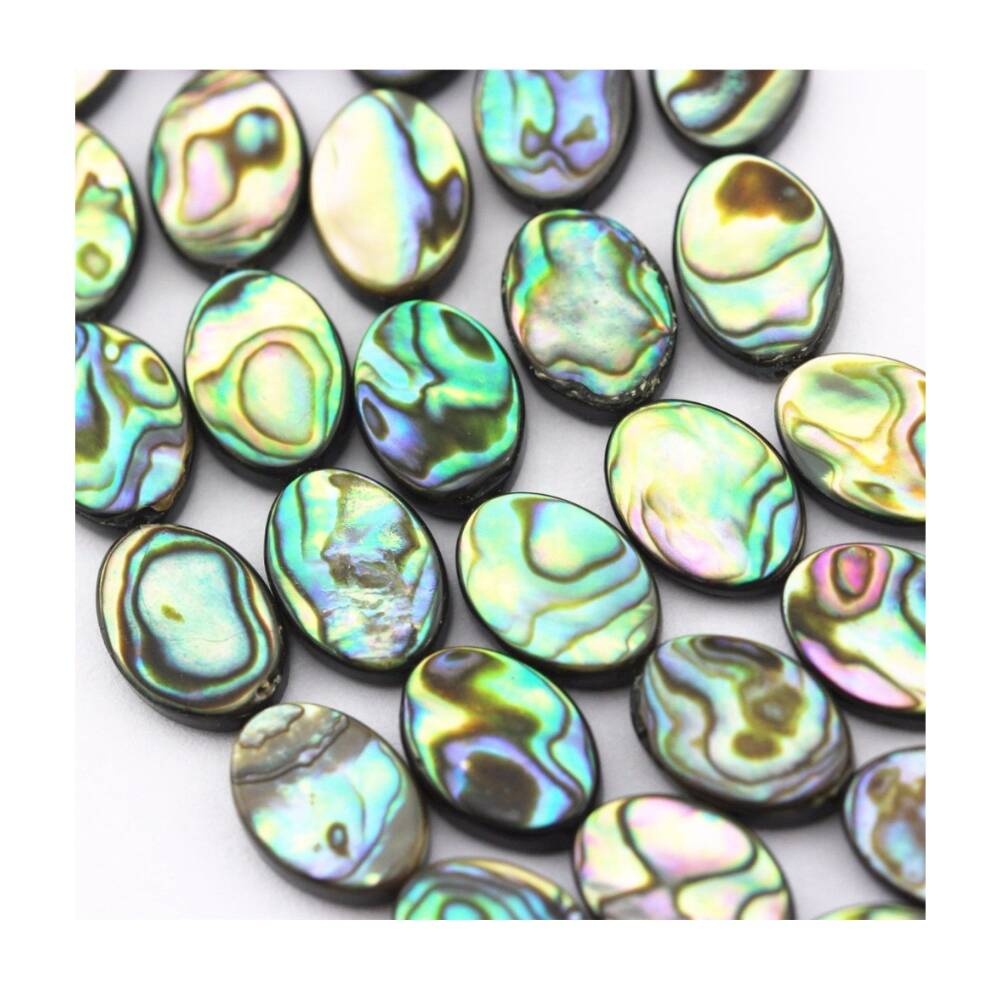 Gevşek toplu büyük 8x10mm 12x16mm 15x20mm 18x25mm doğal Abalone kabuk boncuk ipliklerini cilalı Oval taş boncuk takı yapımı için