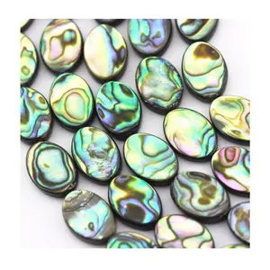 Loose Bulk Large 8x10mm 12x16mm 15x20mm 18x25mm Natural Abalone Shell Bead Strands Polished Oval Stone Beads for Jewelry Making