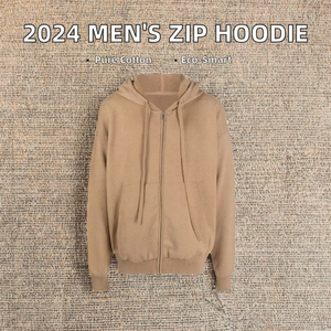 Sweat à capuche zippé en polaire solide personnalisé HO 2024, 100% coton, écologique, respirant, anti-boulochage pour hommes - Product Image 2