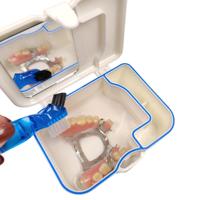 Boîte à miroir dentaire en plastique coloré, boîte de rangement pour prothèses dentaires, rétention des dents artificielles avec miroir