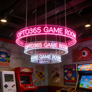 Insegna al Neon <span class=keywords><strong>LED</strong></span> Rotonda o Quadrata da Soffitto 12V, Lampadario Pendente al Neon Circolare a <span class=keywords><strong>360</strong></span> Gradi per Bar e Club - Product Image 1