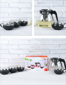 Théière en Verre <span class=keywords><strong>Fleur</strong></span> Cinq Pièces Grande Capacité Ensemble de Thé Kung Fu avec Filtre Ustensiles de Boisson pour Restaurants Cafés et Salons de Thé - Product Image 4