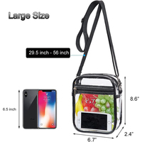 Sac bandoulière transparent en PVC approuvé pour les stades, avec sangle réglable et fermeture éclair – Sac de voyage bohème chic pour femme, idéal pour l'été et les concerts