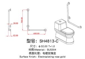 Accessoire <span class=keywords><strong>de</strong></span> salle <span class=keywords><strong>de</strong></span> bain d'hôtel XHS pour femmes enceintes âgées pliable en acier inoxydable plaqué Type L barres d'appui sécurité Comt - Product Image 6