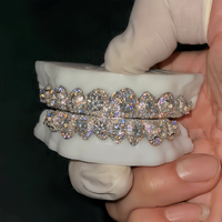 Grillz dentaire en moissanite VVS motif nid d'abeille pour hommes et femmes, style Hip Hop, bijoux personnalisés