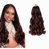 Extensions de cheveux synthétiques pré-étirées de 24 pouces, boucles françaises, spirales, double trame, ondulées lâches et rebondissantes pour tressage au crochet