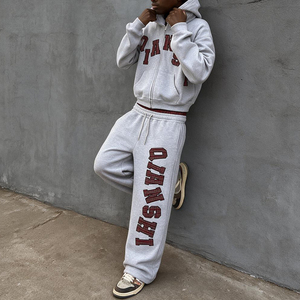 Heavyweight Men Baggy Tracksuit Manufacturer Custom Oversized Sweatsuit Cotton French Terry Zip up Hoodie and Sweatpants <b>Set</b> - Product Image 3