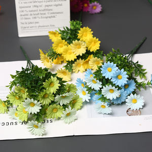 Stile europeo simulazione retrò erba selvatica crisantemo Multi-forchetta di colore brillante fiori artificiali decorativi muro di fiori - Product Image 6