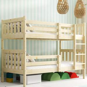 Lit <span class=keywords><strong>superposé</strong></span> en bois massif pour enfants <span class=keywords><strong>2</strong></span> <span class=keywords><strong>places</strong></span> lit double échelle taille en matériau naturel disponible - Product Image 2