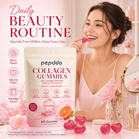 Gummies de collagène aux peptides saveur baies, 60 unités, complément beauté, emballage personnalisé, vente en gros avec vitamine C et calcium