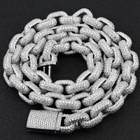 Chaîne cubaine glacée de qualité supérieure en argent sterling 925 plaqué or avec moissanite, idéale pour les fiançailles, les mariages et la mode