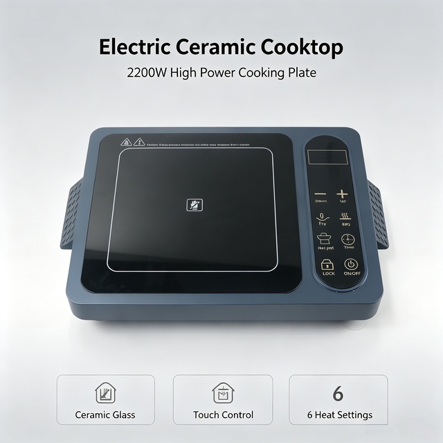 Portable Induction Cooktop Touch Control Ceramic Surface 3500W High Temp Resistance 3.3H Timing Energy Saving Fast Heat