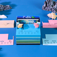 Bloc-notes 3D Sea World 2027, calendrier, sculpture en papier sur le thème de l'océan, notes adhésives, décoration de bureau, cadeau avec couvercle anti-poussière en acrylique et lumière LED