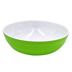 Tazón redondo de plástico bicolor, de gran diámetro, tazón colorido de imitación de cerámica, tazón apto para alimentos para ensaladas de frutas y verduras. - Product Image 1