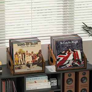 Organizador de Escritorio Metálico Clásico Tipo Soporte, Caja de Almacenamiento para Discos de Vinilo con Diseño Plegable para Libros y Archivos - Product Image 5