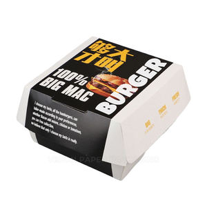 Cajas de Hamburguesas de Papel Recubierto Biodegradable de Grado Alimenticio, Venta al Por Mayor de Fábrica, Personalizadas, Plegables y Desechables - Product Image 1