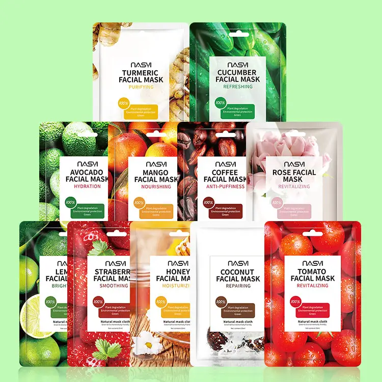 Korean Mask Face Skin Care 100% Vegan Organic Fruit Mask Moisturizing Face Sheet Maskss Beauty