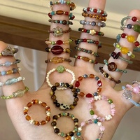 Milad High-End hand gefertigten Ring Perle Kristall Perlen Zeigefinger Stapel ring mit elastischen Schnur Artistic Fashion Armbänder