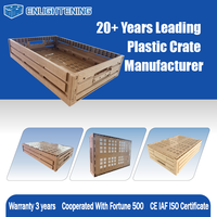 Boîte en plastique pliable à grain de bois, caisse à légumes ventilée, empilable, conteneur de rangement pliable, directement de l'usine