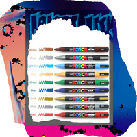 Marqueur de peinture à pointe plate en plastique UNI POSCA, encre acrylique permanente 0,7 mm, 8 couleurs, surligneur blanc effaçable pour tissu, commande en gros
