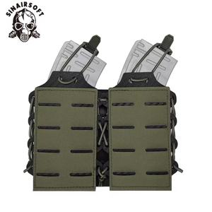 Nouvelle pochette tactique Sinairsoft pour chargeurs 5.56/7.62, double compartiment, ouverture supérieure, compatible Molle, découpe laser, pour chargeurs et étuis - Product Image 1