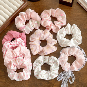 Ballet Style Spring and Summer Lace Scrunchies Sweet Hair Band <strong>Tartan</strong> Webbing Bow Hair Accessories - Product Image 3