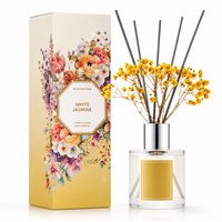 Diffuseur de parfum en verre 100 ml avec bâtonnets, parfum Jasmin Blanc, pour la maison, vente en gros et OEM