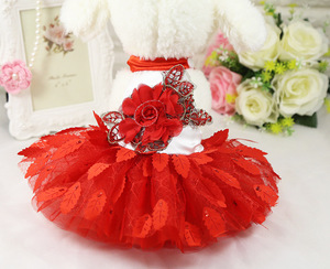 Vestido de Lujo para Perro de Diseño, Ropa Floral para Mascotas, Vestido Lindo con Volantes y Encaje Rosa para Perros Pequeños, Vestido de Cumpleaños de Lujo para Mascotas - Product Image 5