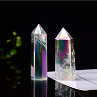 Bulk Auqa Aura Engel Aura Rosenquarz Obelisk Tower Point Heil kristall Reiki Dekor Magischer Kristall turm