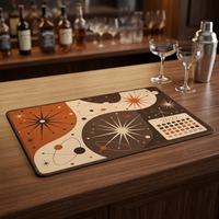 Tapis de bar rétro vintage en RPET, tapis de table antidérapant et absorbant, tapis rectangulaire avec bord en noyer pour bar à domicile