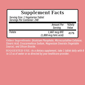 Comprimés d'acide folique à prix direct usine : Soutient la santé reproductive des femmes avec supplément prénatal DFE - Product Image 2