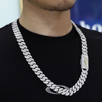 Chaîne cubaine en argent massif 925 Yu Ying avec moissanite VVS, collier et bracelets tendance hip-hop pour hommes