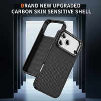 Étui de protection magnétique de luxe en fibre de carbone avec motif, pour iPhone 17 Pro Max, fin, antichoc, avec béquille dissimulée