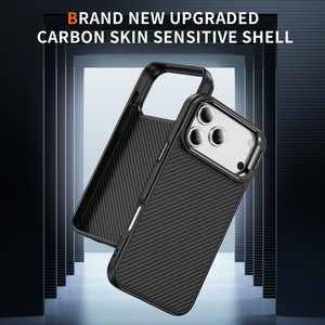 Custodia Protettiva Magnetica Sottile Antiurto con Motivo in Fibra di Carbonio e Cavalletto Nascosto per iPhone 17 Pro Max - Product Image 5