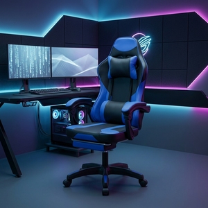 <span class=keywords><strong>Sedia</strong></span> <span class=keywords><strong>da</strong></span> <span class=keywords><strong>Gaming</strong></span> Ergonomica con Schienale Alto e Poggiapiedi, Certificata CE, per Sala Giochi - Product Image 5