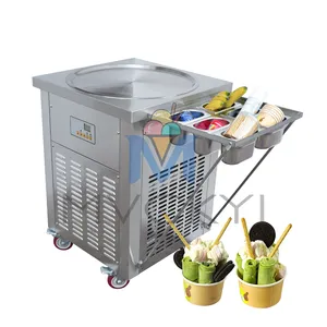Mvckyi ticari kullanım soğuk taş masa kızarmış dondurma makinesi otomatik meyve dondurma yapma makinesi dondurma rulo makinesi
