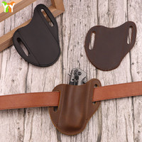 Gaine de couteau pliant en cuir véritable pour ceinture étui de couteau pliant d'extérieur étui de couteau compact accessoires de chasse