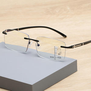 <span class=keywords><strong>Lunettes</strong></span> de lecture progressives multifocales pour hommes, anti-lumière bleue, à changement de couleur, monture carrée simple, verres noirs/bleus - Product Image 2